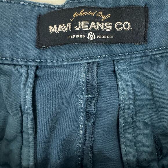 Mavi Men's Simon Blue Cotton Chino Flat Front 9" Shorts Casual Summer Size 36 - Picture 5 of 6